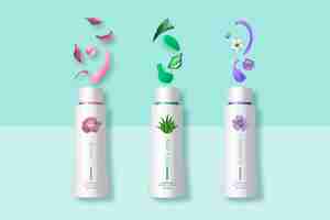 Free vector cosmetic products cream with different plants ad