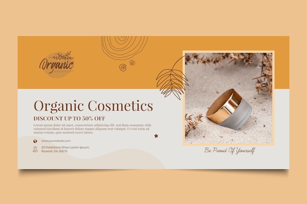 Banner orizzontale di prodotti cosmetici