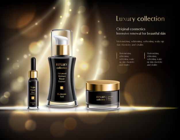 Cosmetic products realistic advertisement template