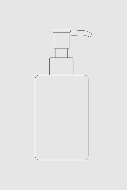 Косметический насос бутылка наброски, косметика упаковка векторные иллюстрации