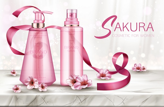 Free vector cosmetic sprayer bottles banner