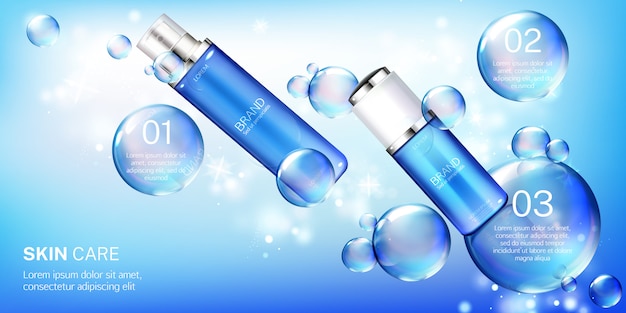 Cosmetic tubes with bubbles banner