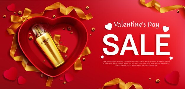 Cosmetics bottle for Valentine s day sale banner