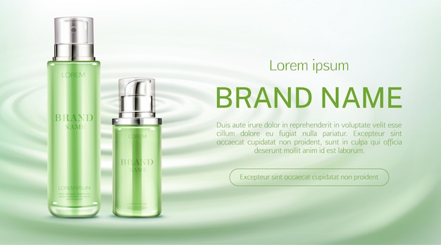 Cosmetics bottles banner