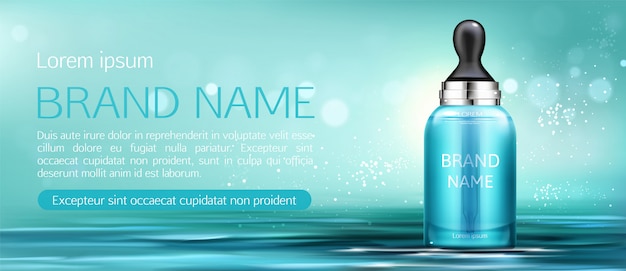 Bottiglia di crema cosmetica con pipetta mock up banner