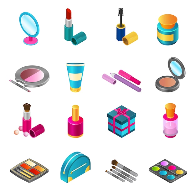 Free vector cosmetics isometric set