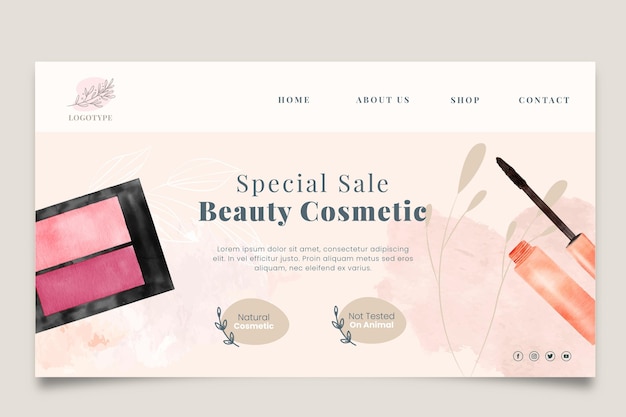 Free vector cosmetics sale landing page template