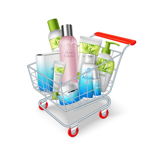 Free vector cosmetics shopping cart