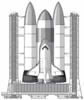 Free vector cosmodrome and rocket launch vector