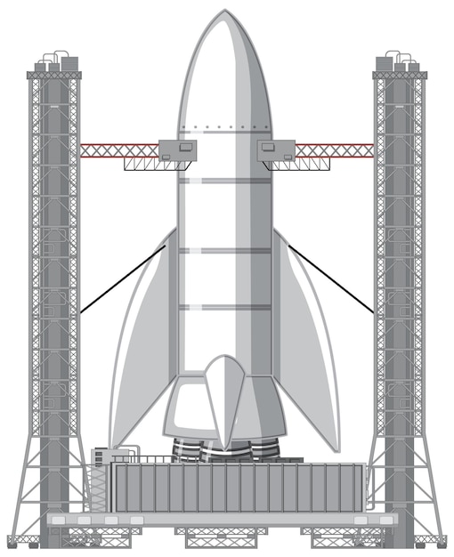 Free vector cosmodrome and rocket launch vector