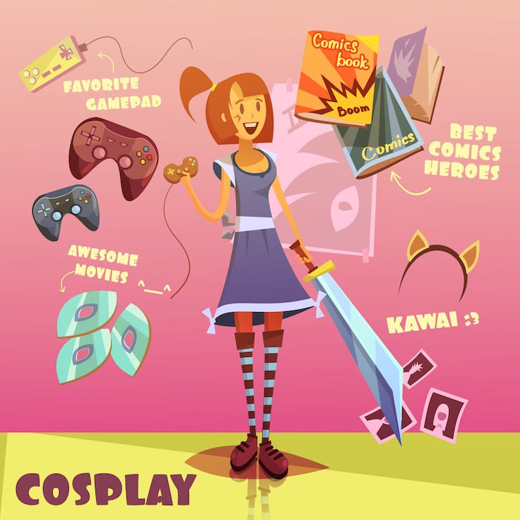 Free Vector cosplay character cartoon set