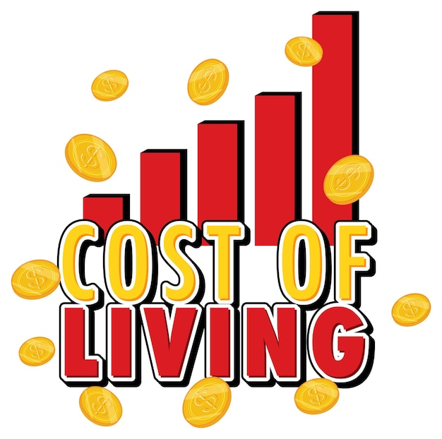 Дизайн логотипа стоимости жизни с красной гистограммой