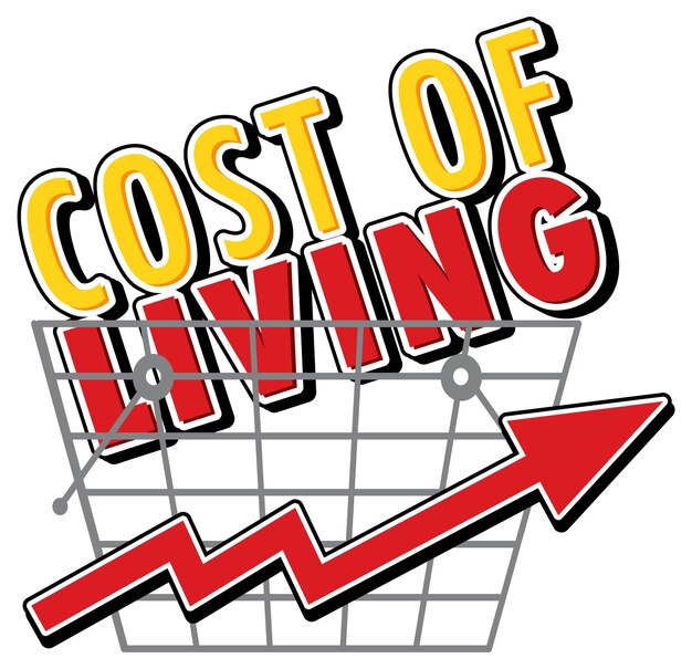 Cost of living with red arrow going up