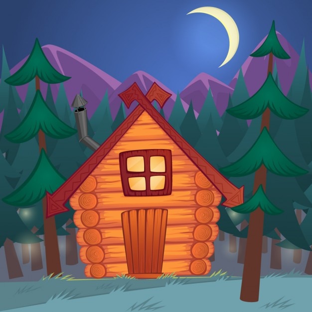 Free vector cottage, forest