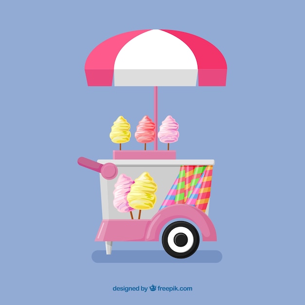 Free vector cotton candy cart background