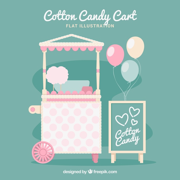 Cotton candy cart and balloons with soft colors