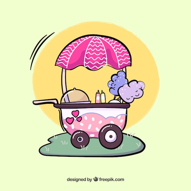 Cotton candy cart on the grass