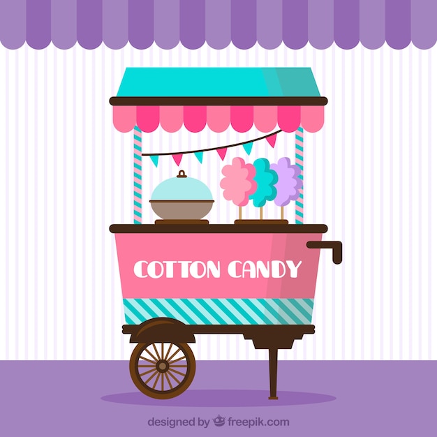 Free vector cotton candy cart with party flags