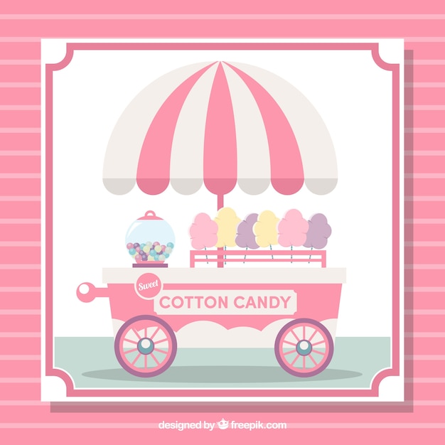 Free vector cotton candy cart with umbrella