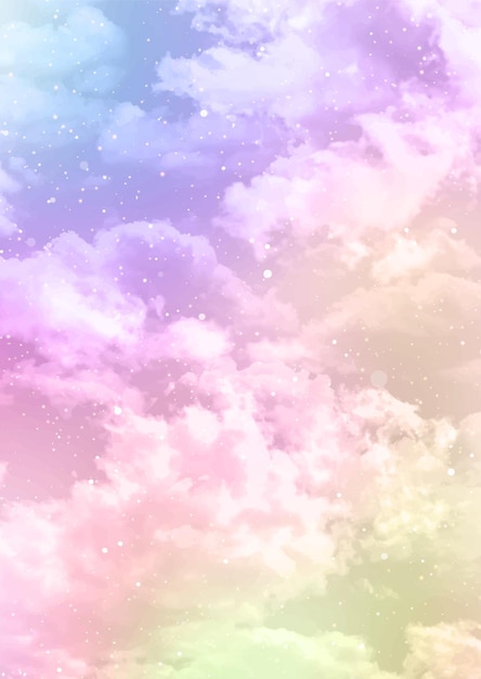 Free vector cotton candy clouds background with sparkles