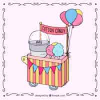 Free vector cotton candy kiosk with hand drawn style