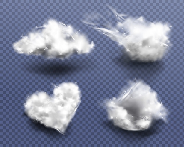 雲とハートの形をしたコットンウール