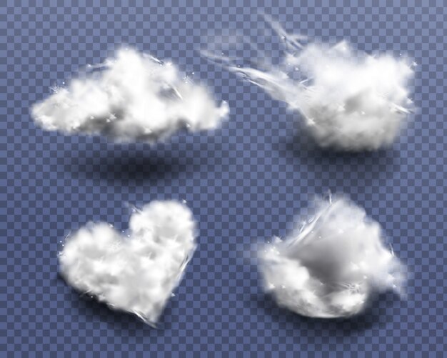 Cotton wool pieces in shape of cloud and heart