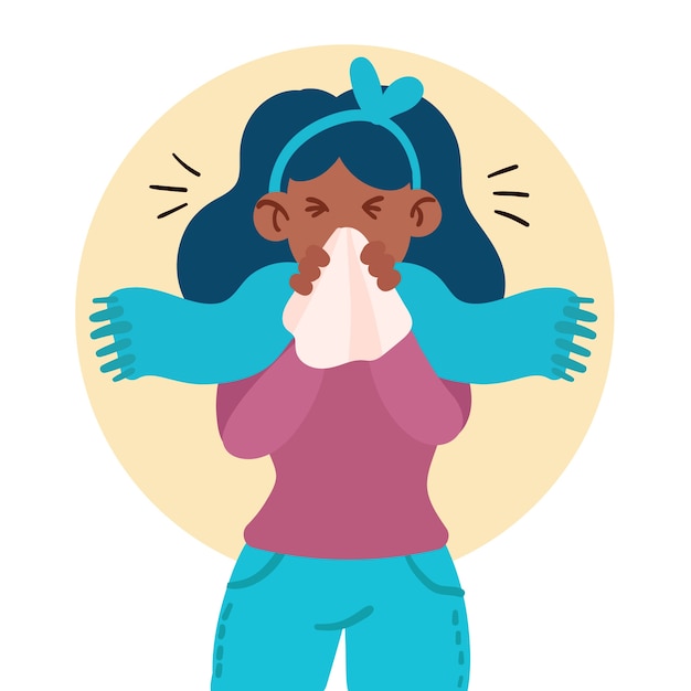 Free vector coughing person concept