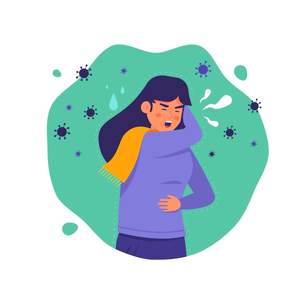 Free vector coughing person coronavirus