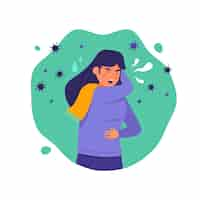 Free vector coughing person coronavirus