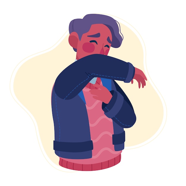 Coughing person illustration