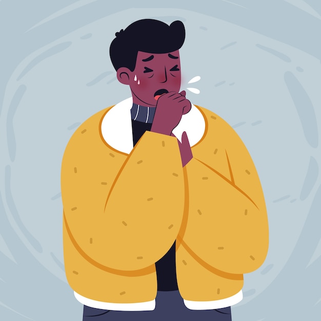 Coughing person illustration