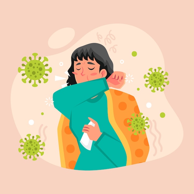 Free vector coughing person with coronavirus