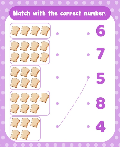 無料ベクター 数を数えて一致する数学ワークシートテンプレート