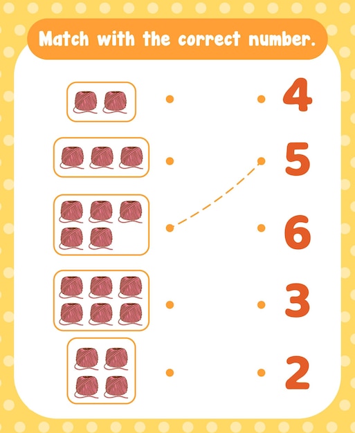 Free vector count and match numbers math worksheet template