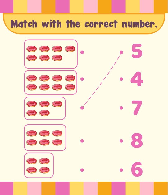 Count and match numbers math worksheet template