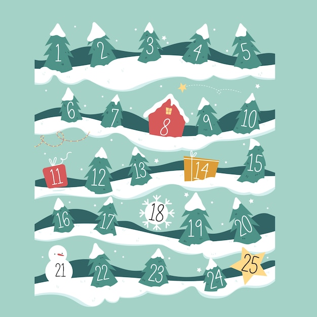 Free vector countdown calendar with christmas tree days