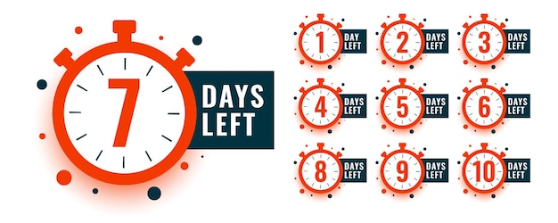 Free vector countdown timer number of days left with clock