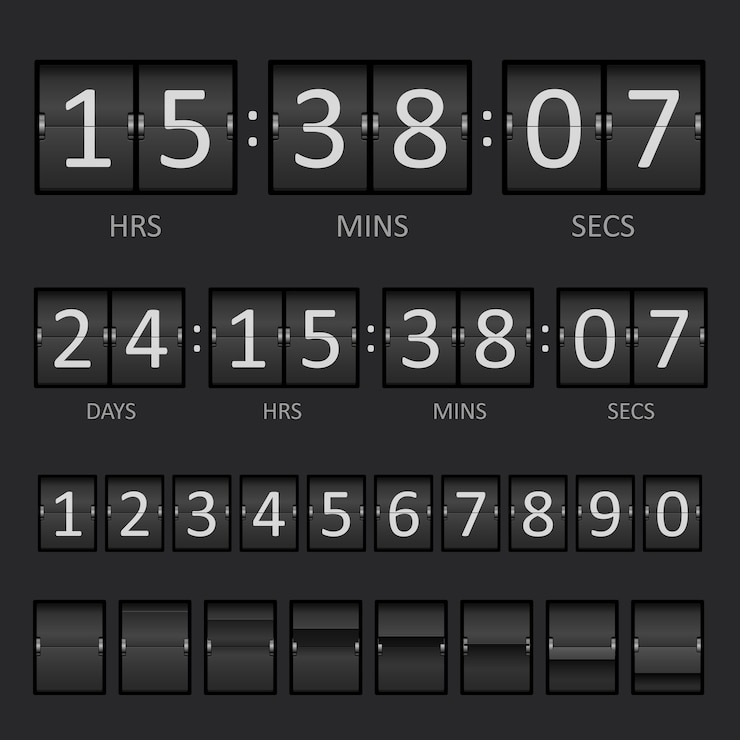 Free Vector countdown timer and scoreboard numbers