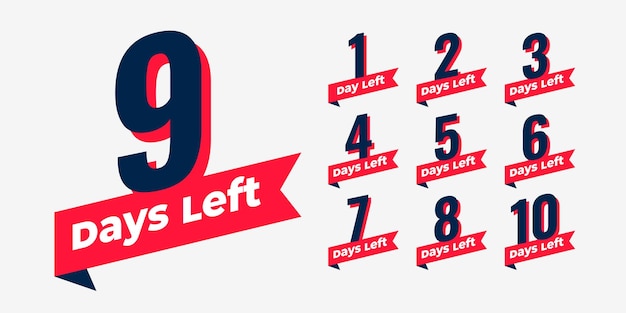 Free vector countdown timer with number of days left tags