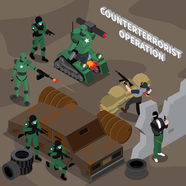 Counterterrorist Operation Isometric Composition
