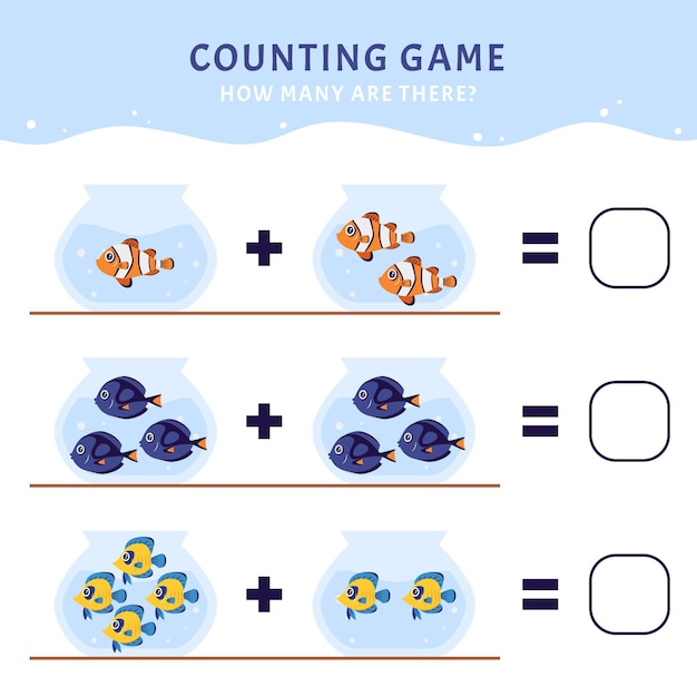 Free vector counting game with with different types of fish