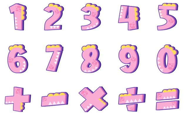 Counting number 0 to 9 and math symbols