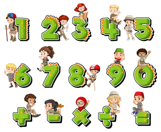 Free vector counting number 0 to 9 and math symbols