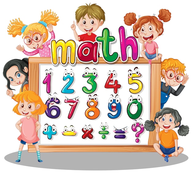 Free vector counting number 0 to 9 and math symbols