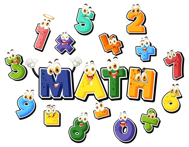 Counting number 0 to 9 and math symbols