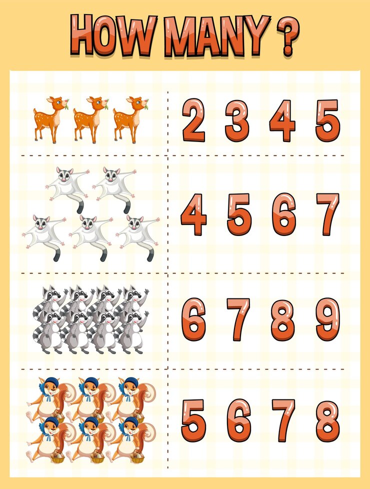Free Vector counting number template with animal