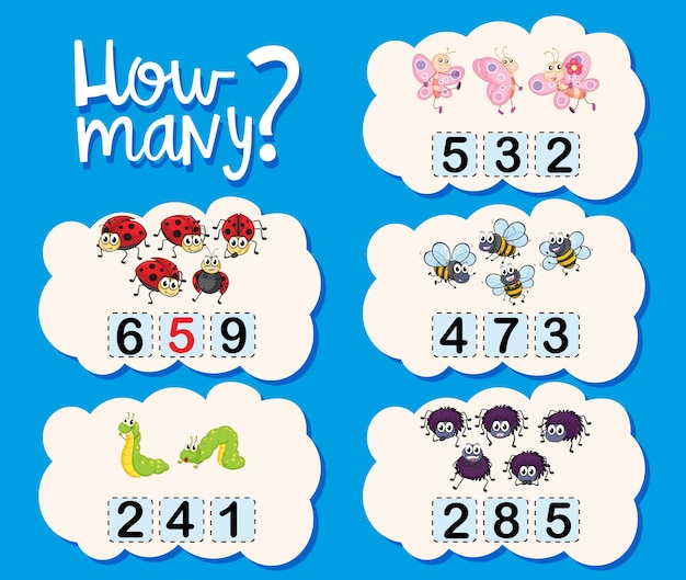Counting worksheet with numbers and pictures