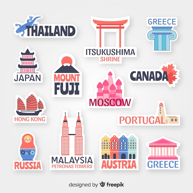 Free vector countries sticker collection