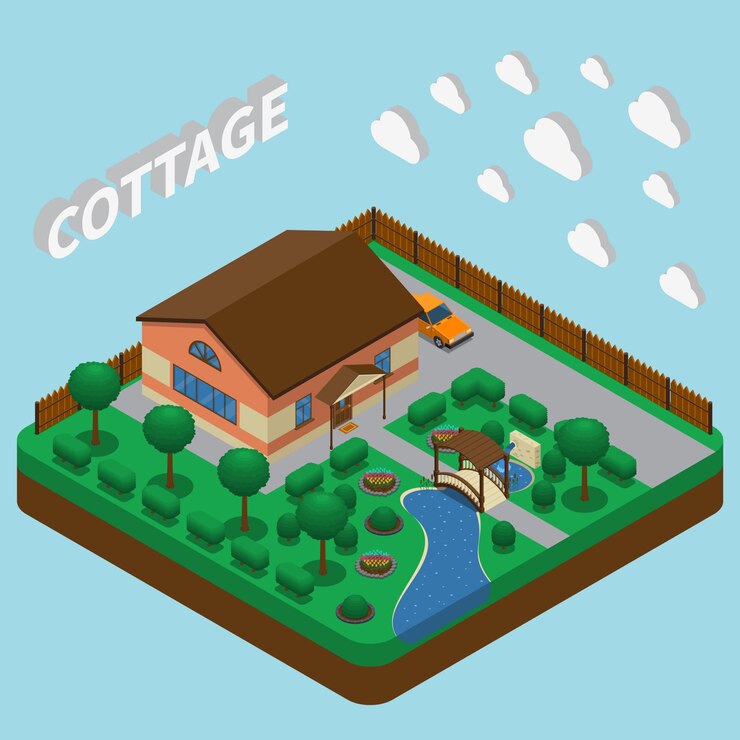 Free Vector country estate isometric 